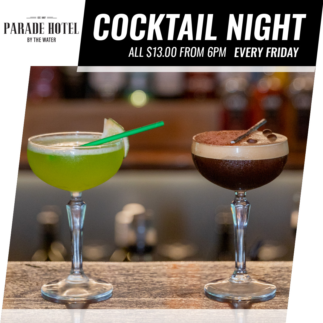 Cocktail Night Enjoy $10 cocktails every Thursday night from 5 - 9 pm.
