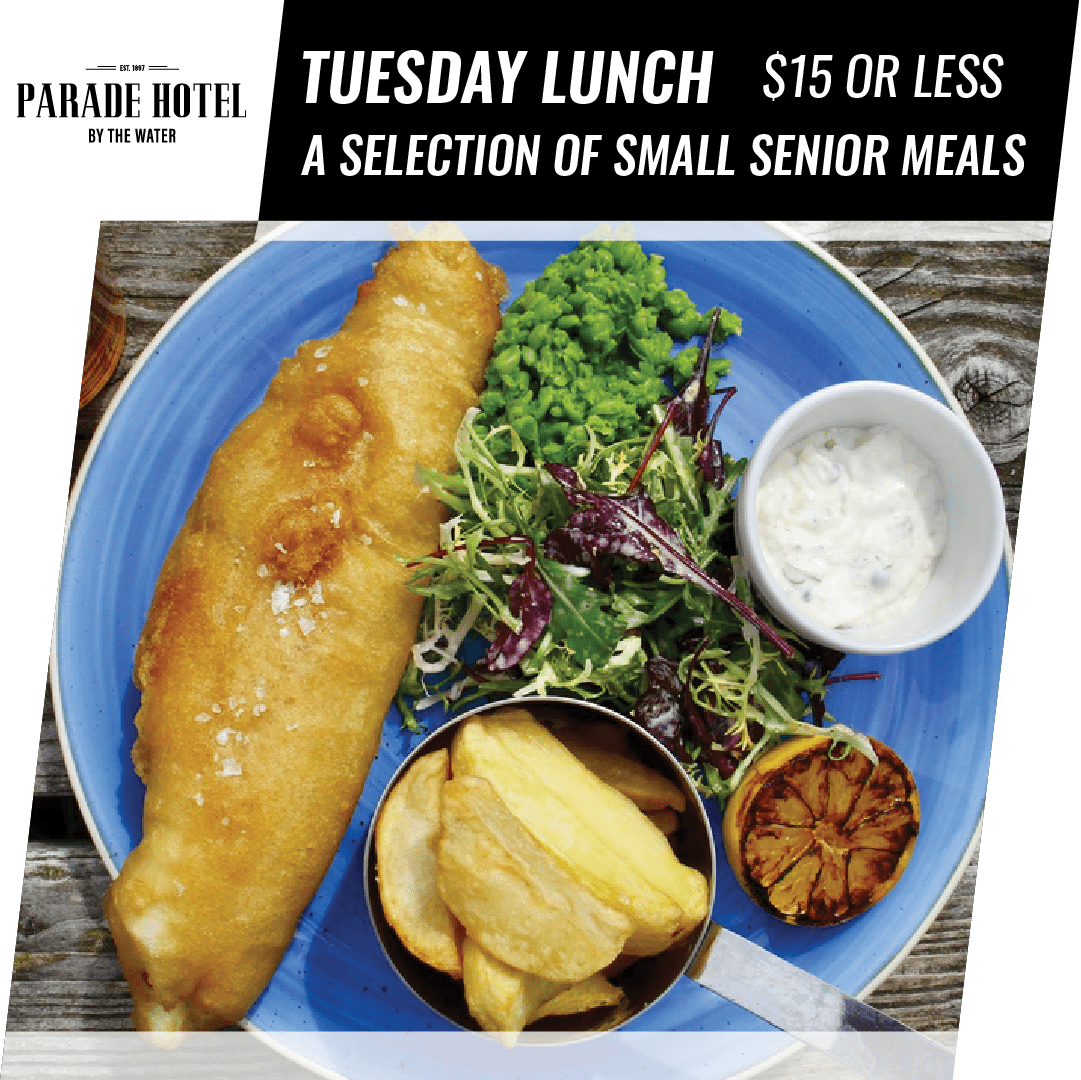 Seniors Lunch Tuesday is our lunchtime special, with smaller meals for seniors from $15.