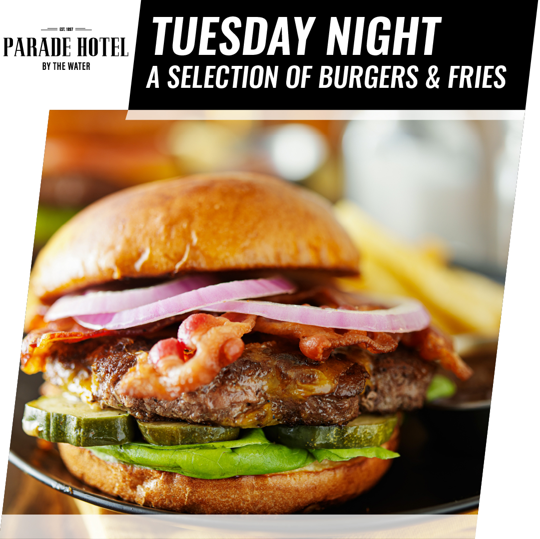 Tuesday night is our Burger night. A selection of burgers only $18.